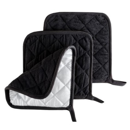HASTINGS HOME Pot Holder Set, 3 Piece Set Of Heat Resistant Quilted Cotton Pot Holders By Hastings Home (Black) 120175QWI
